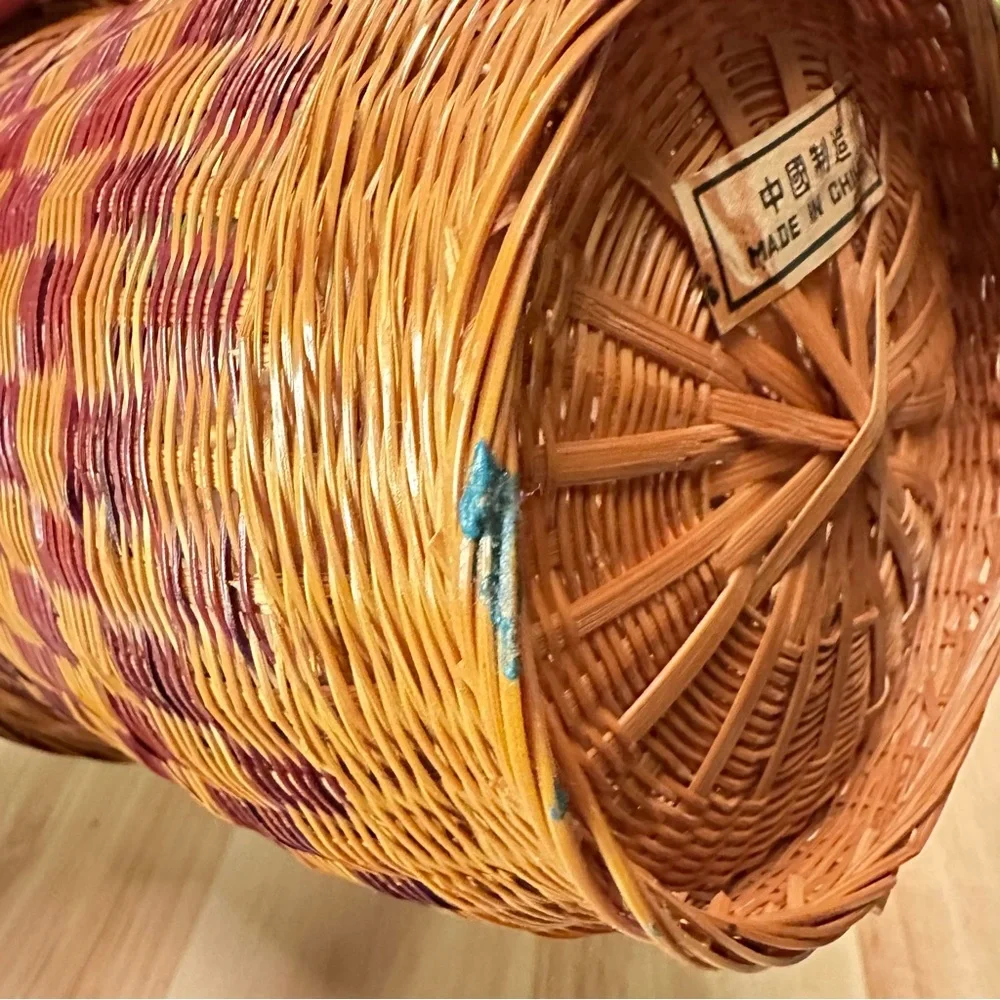Vintage Pier 1 Imports Lidded Woven Basket – Rustic Boho Storage Decor
